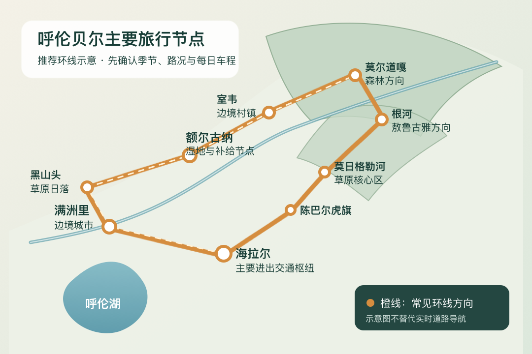 呼伦贝尔旅游地图与环线规划：海拉尔、满洲里、额尔古纳怎么连